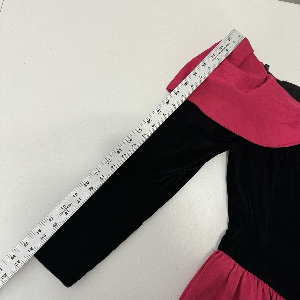 Vintage Scott McClintock Women Dress 6 Pink Velvet Taffeta Midi Off Shoulder 80s - Picture 8 of 14